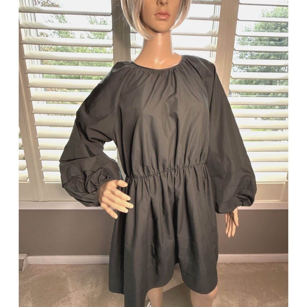 ASOS dress Sz 12 khaki olive green gray balloon sleeve dress
